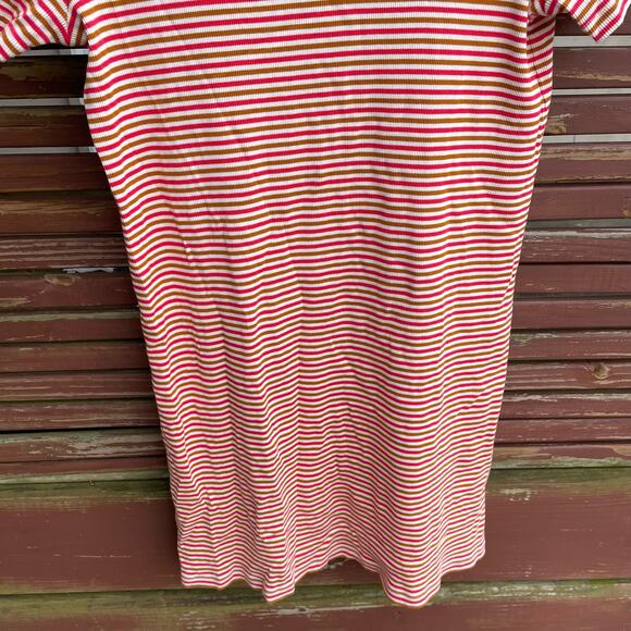 Madewell Swingy Tee Dress Mini Striped Ribbed Knit Scoop Neck Short Sleeve Small - Picture 4 of 8